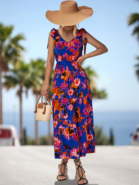 Damen Maxikleid mit verspieltem Floralprint und luftigen Trägern R&B