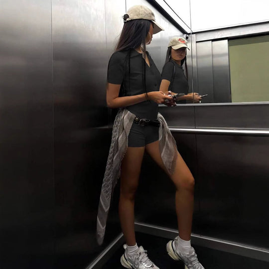 Damen Kurzarm Body R&B