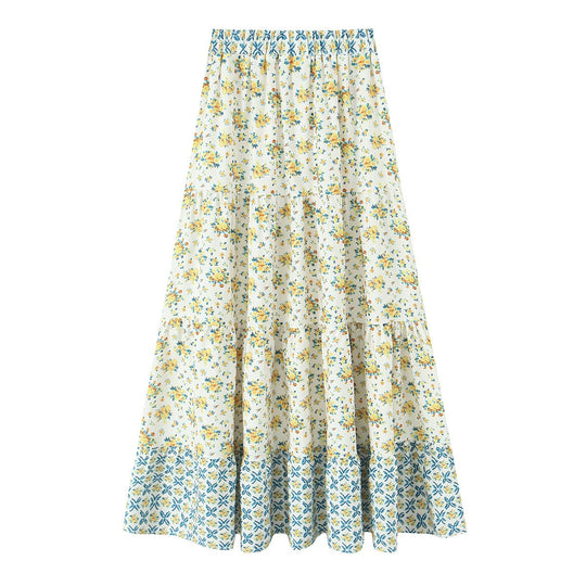 Damen Maxirock mit verspieltem Patchwork-Muster und voluminöser Silhouette R&B