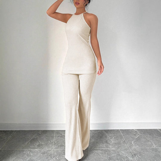 Damen Strick-Set mit weiter Hose und minimalistischen Design R&B