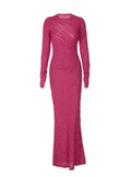 Damen Langarm Maxikleid mit raffinierten Transparentdetails und figurumspielendem Schnitt R&B