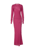 Damen Langarm Maxikleid mit raffinierten Transparentdetails und figurumspielendem Schnitt R&B