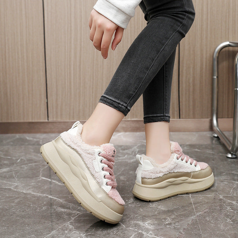 Damen modische Sneaker mit glänzenden Akzenten und kuscheliger Stoffoberfläche R&B