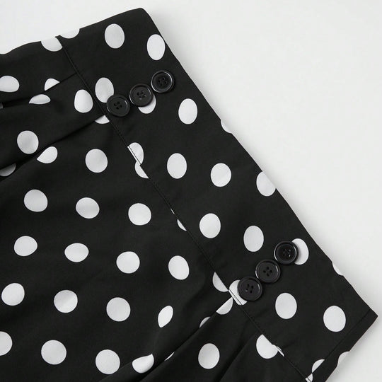 Damen Eleganter Midirock mit Polka Dots R&B