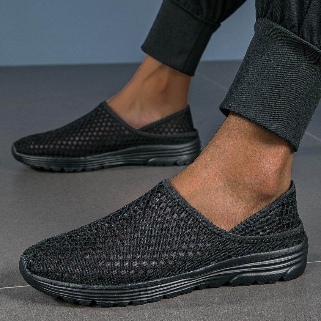 Damen nan luftige Schlupfsneaker mit Honigwaben-Strickoberteil und gedämpfter Komfortsohle R&B