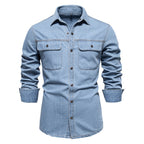Herren Denim Hemd mit zwei Brusttaschen und modischem Schnitt