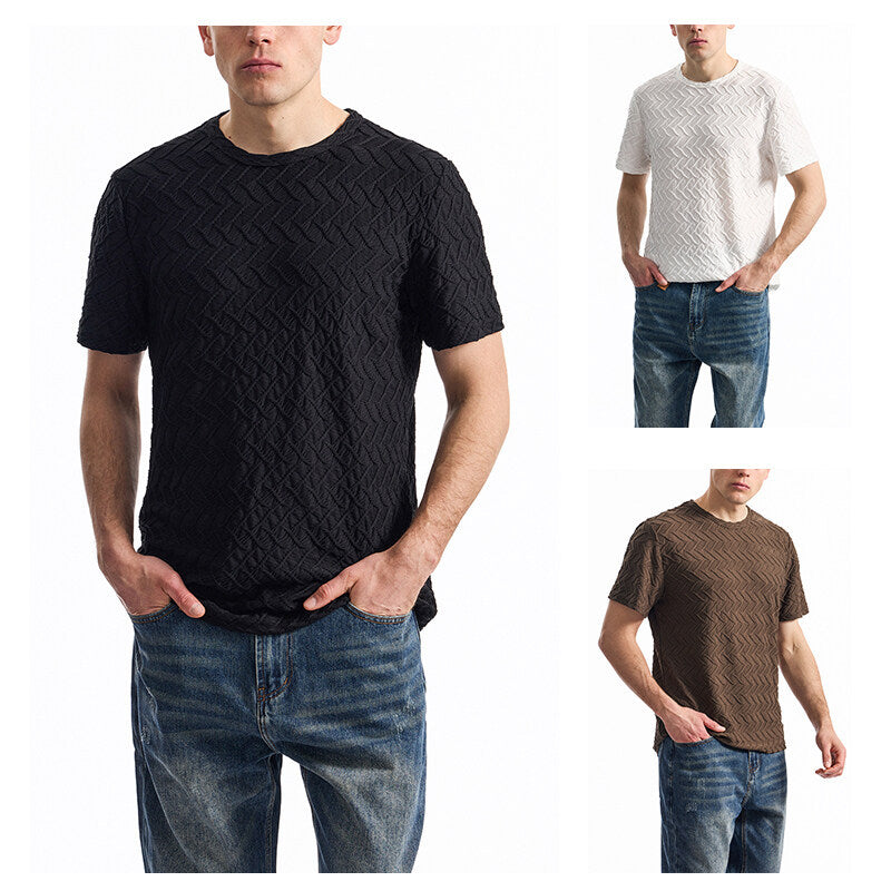 Herren T-Shirt mit strukturiertem Muster und lässiger Passform