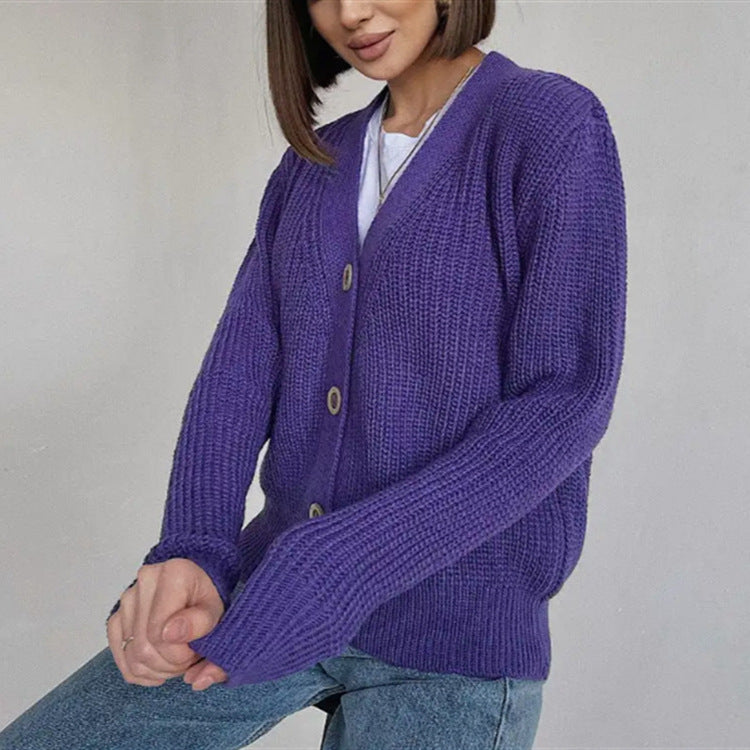 Damen Grobstrick-Cardigan mit Knöpfen R&B