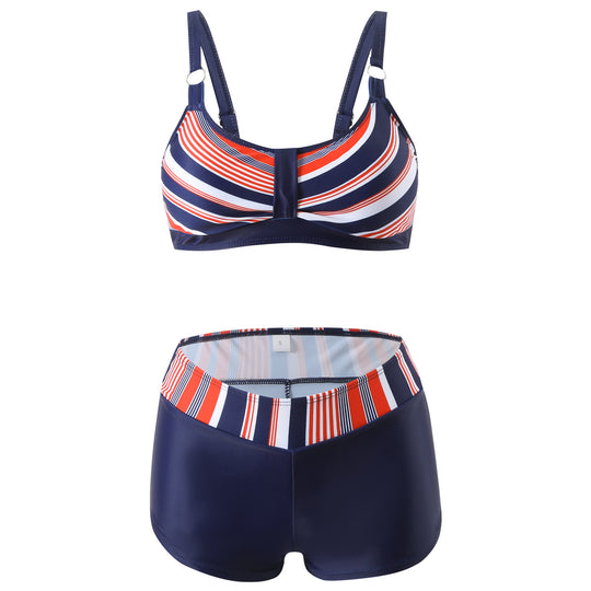Damen nan sportliches Bikini-Set mit stützendem Bustier-Top und figurformenden Badeshorts R&B