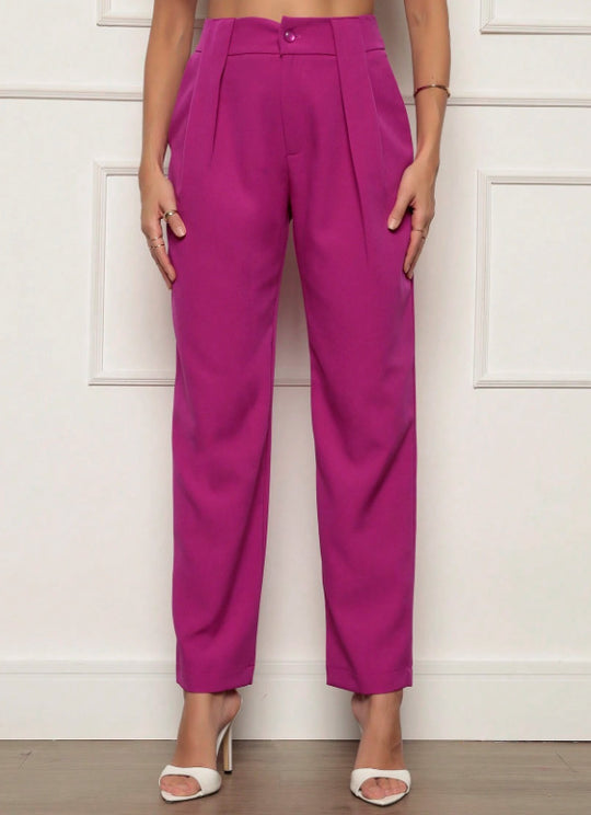Damen elegante Hochbundhose mit Faltendetails R&B