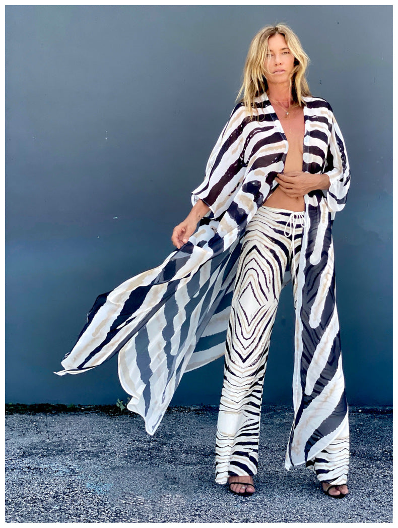 Damen elegantes Kaftan-Kleid mit einzigartigem Camouflage-Design und Taillengürtel R&B