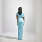 Damen Maxikleid mit eleganter Drapierung und asymmetrischen Cut-Outs R&B