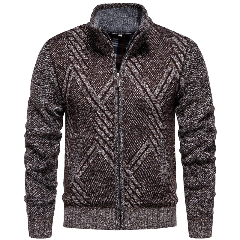 Herren sportliche Strickjacke mit modernem Zopfmuster R&B