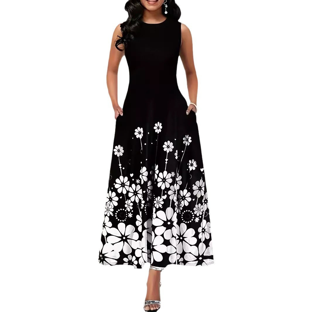Damen Maxikleid mit floralem Muster und praktischen Seitentaschen R&B