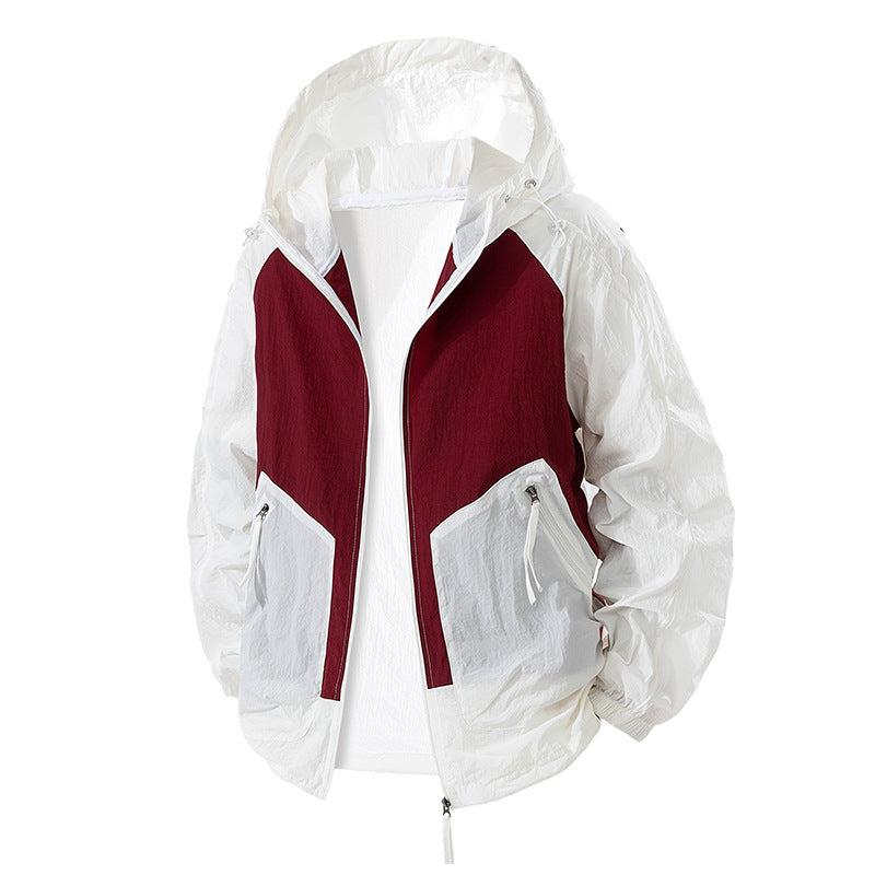 Damen leichte Windbreaker-Jacke mit verstellbarem Kapuzenkragen und atmungsaktiven Eigenschaften R&B