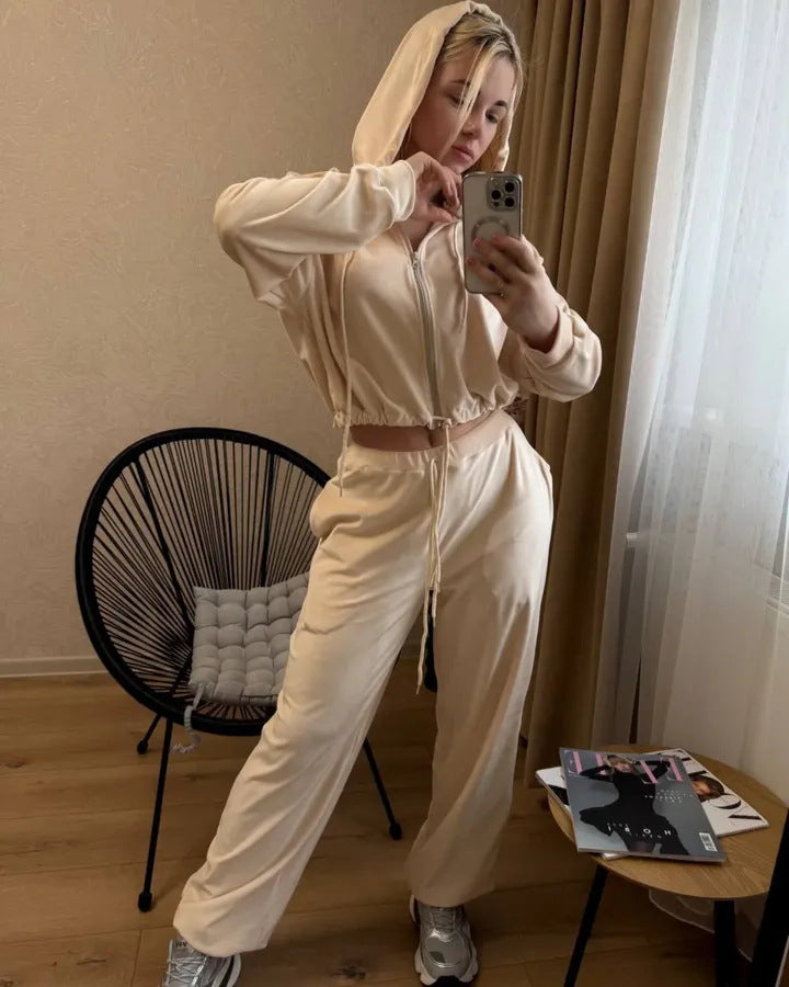 Damen Luxuriöses Velours Freizeit-Set R&B