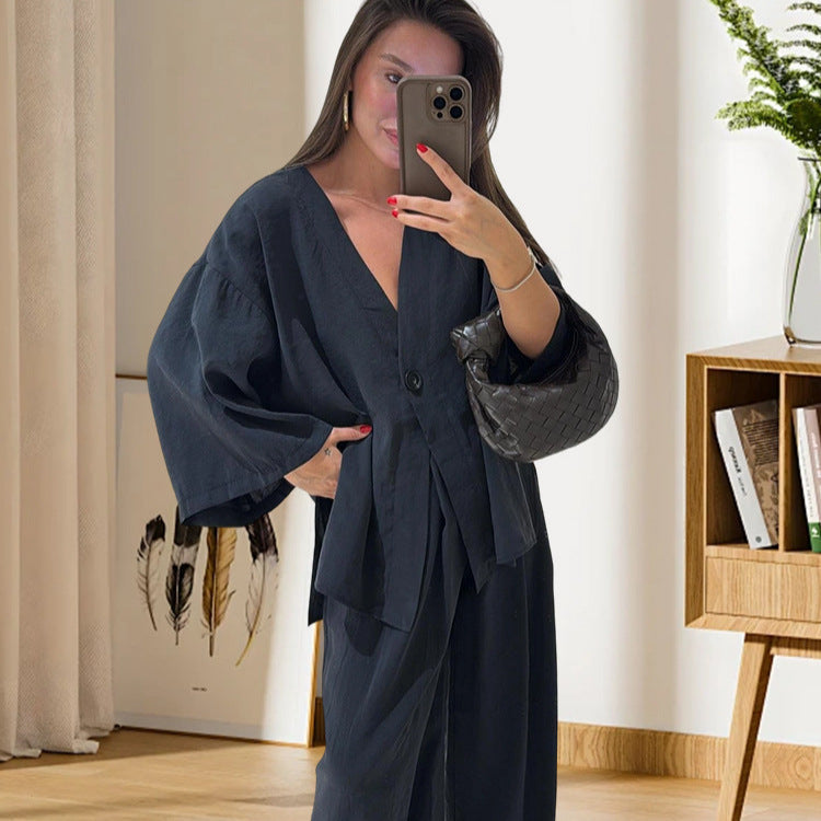 Damen Elegante Kimono-Jacke mit weiten Ärmeln und lockerer Passform R&B
