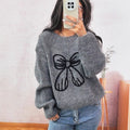 Damen Grobstrickpullover mit verspieltem Schleifenmotiv R&B