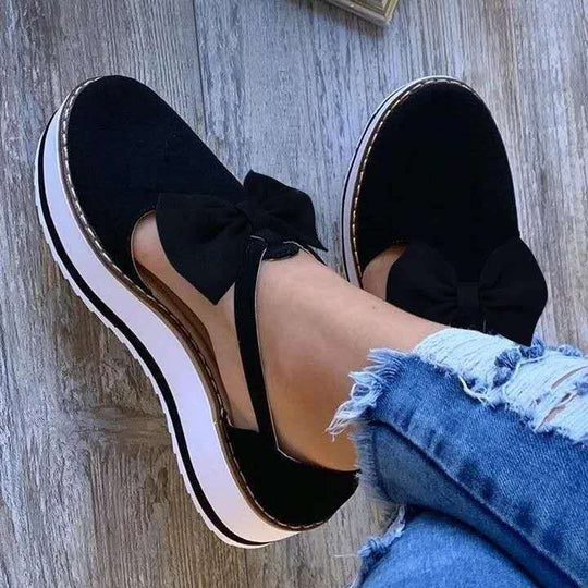 Damen bequeme Ballerinas mit Schleifendetail und rutschfester Sohle R&B