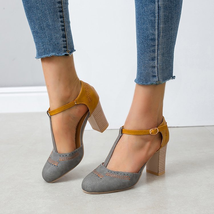 Damen Blockabsatz-Pumps mit elegantem Riemen und modischem Design R&B