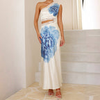 Damen Abendkleid mit schulterfreiem Design und elegantem Spitzenbesatz R&B