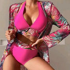 Damen Hochtailliertes Bade-Set mit Kimono R&B