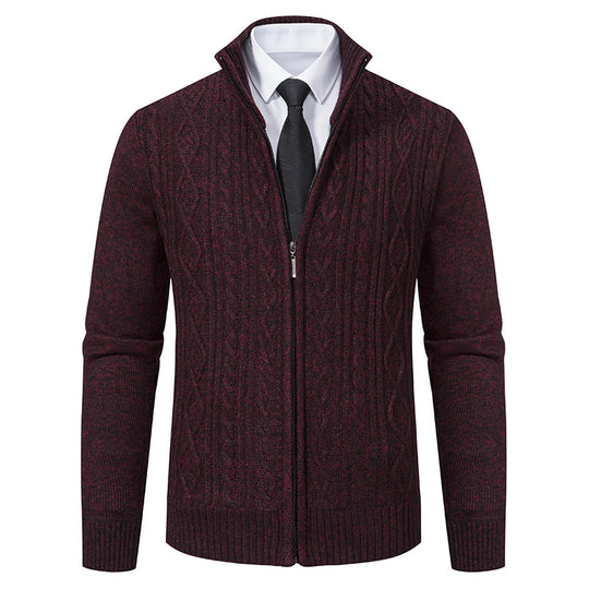 Herren Strickjacke mit Stehkragen und strukturierter Musterung R&B