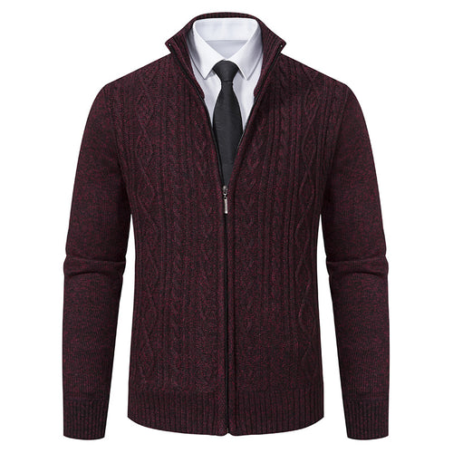 Herren Strickjacke mit Stehkragen und strukturierter Musterung R&B