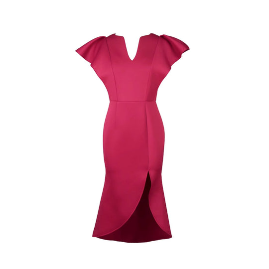 Damen figurbetontes Abendkleid mit voluminösen Rüschendetails R&B