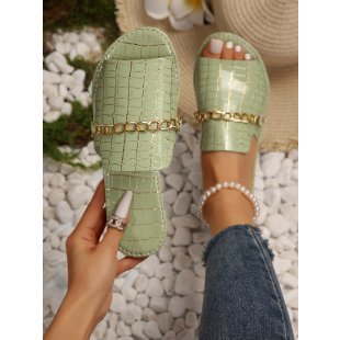 Damen elegante und komfortable Riemchensandalen mit Schmuckkette R&B
