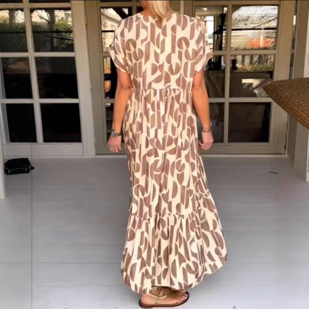 Damen Maxikleid mit modernem grafischen Design Heidi-Mode