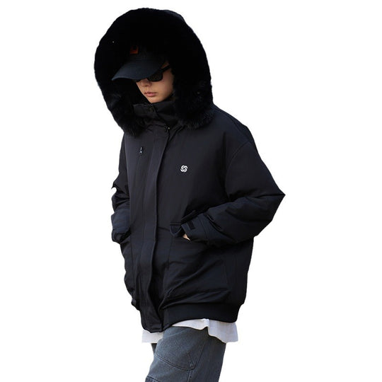 Damen isolierte Pufferjacke mit abnehmbarem Kunstfellkragen und großen Eingrifftaschen R&B