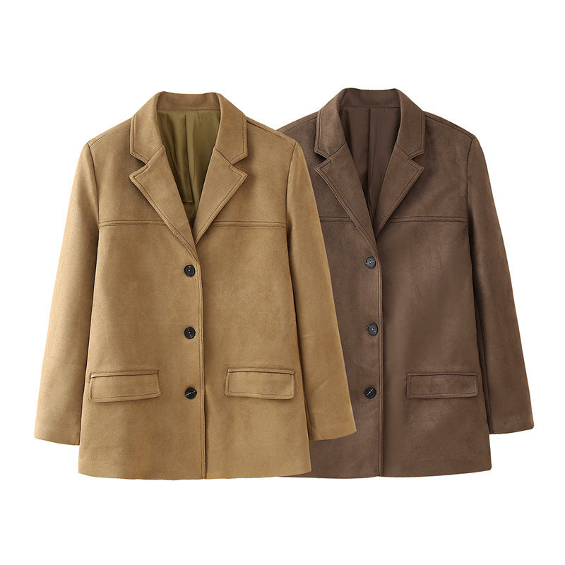 Damen Elegante Suede-Blazerjacke R&B