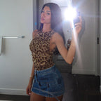 Damen Figurbetontes Bodysuit mit raffinierten Raffungselementen und Animal-Print R&B