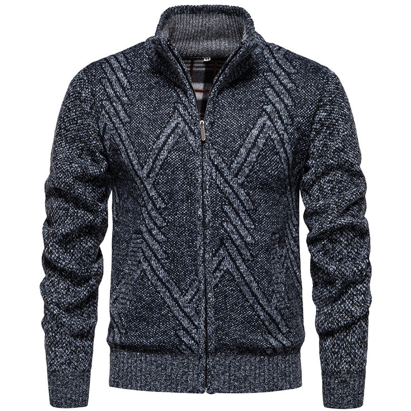 Herren sportliche Strickjacke mit modernem Zopfmuster R&B
