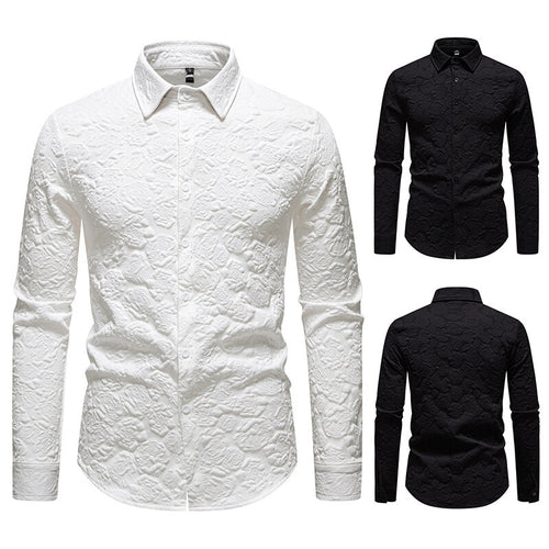 Herren Langarmhemd mit strukturiertem Design R&B