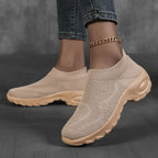 Damen Sportliche Slip-On Laufschuhe mit elastischem Gewe und dämpfender Sohle