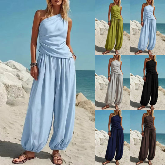 Damen Elegantes Einteiler-Outfit mit Fließendem Schnitt und One-Shoulder-Design R&B