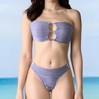 Damen Bandeau-Bikini mit modischem Cut-Out und verstellbaren Trägern R&B