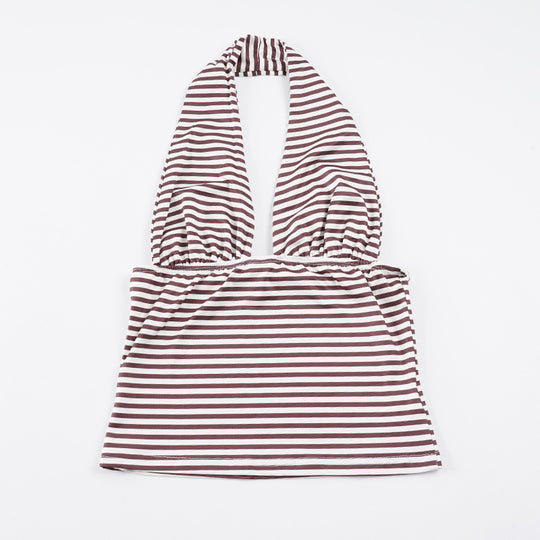 Damen Bikini-Oberteil mit verstellbarem Halterneck und trendigem Streifenmuster R&B