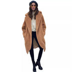 Damen Oversized Teddy-Mantel mit weitem Schnitt und großem Kragen R&B