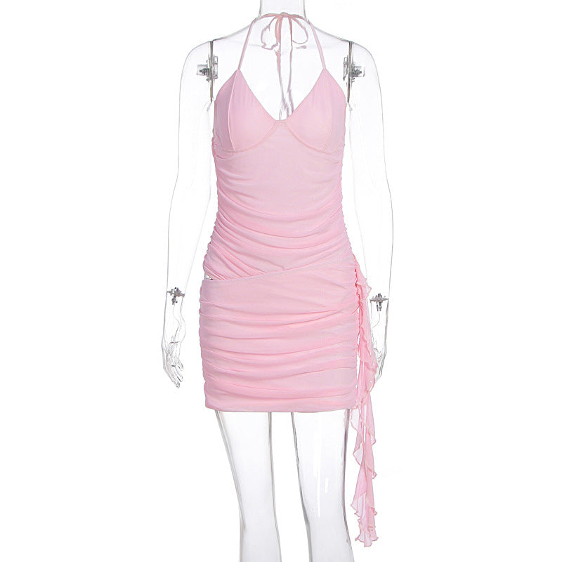 Damen Sexy Wickelkleid mit Rüschendetails und verstellbarem Träger R&B