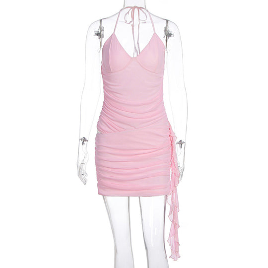 Damen Sexy Wickelkleid mit Rüschendetails und verstellbarem Träger R&B