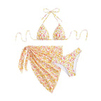 Damen Triangel-Bikini-Set mit floralem Wickeltuch