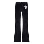 Damen elegante Schlaghose mit Glitzerstern-Detail R&B
