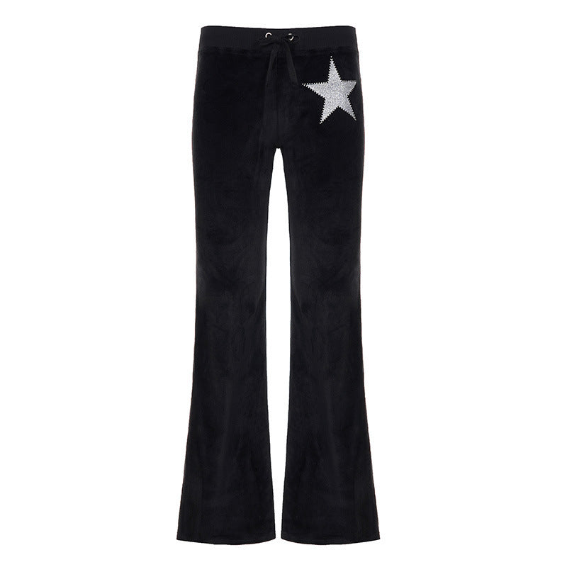 Damen elegante Schlaghose mit Glitzerstern-Detail R&B