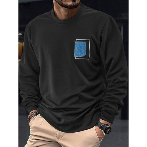 Herren lässiger Rundhalspullover mit modischer Tasche R&B