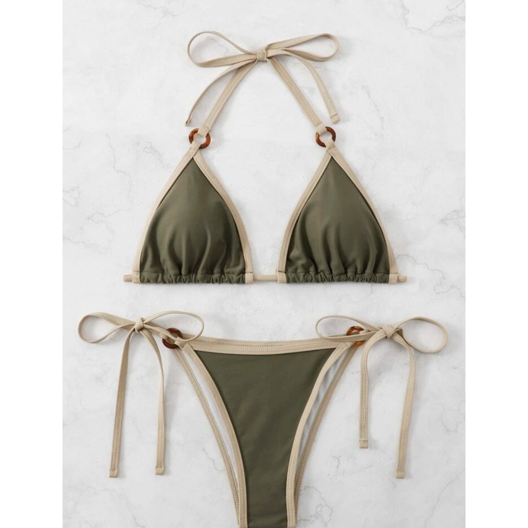 Damen Triangel-Bikini mit verstellbaren Bändern und eleganten Akzenten R&B