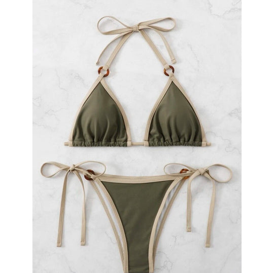 Damen Triangel-Bikini mit verstellbaren Bändern und eleganten Akzenten R&B