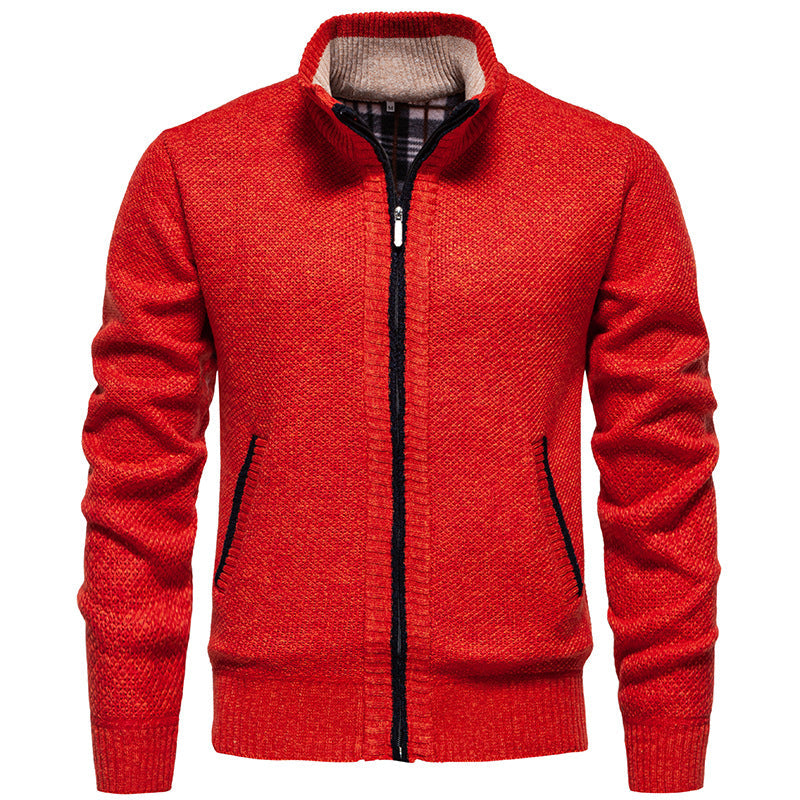 Herren sportliche Strickjacke mit Stehkragen R&B